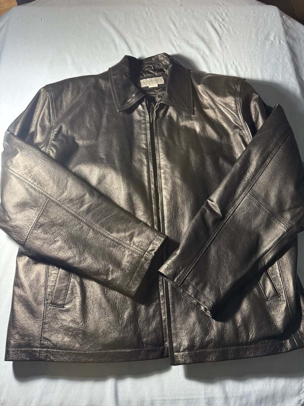 Vintage Leather Jacket Black Zip Up